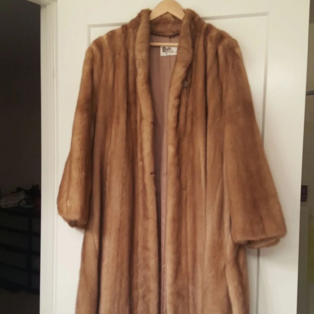 maple furriers real fur full length coat